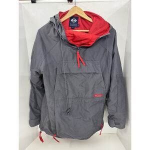 Columbia Men's Vintage 90s Windbreaker Anorak Jacket Gray And Red Size Small